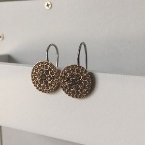 Fossil Rose Gold and Crystal Drop Earrings